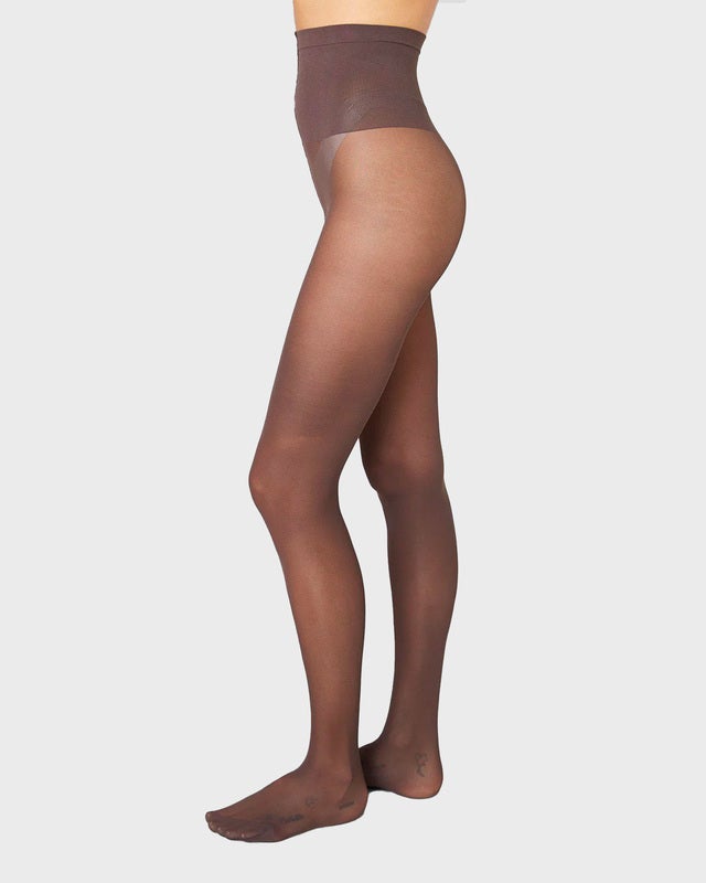 Swedish Stockings Tights Svea Premium Dark brown L