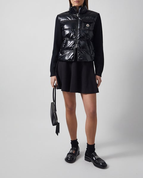 Cardigan Padded Zip-Up Wool Pocket Black 2