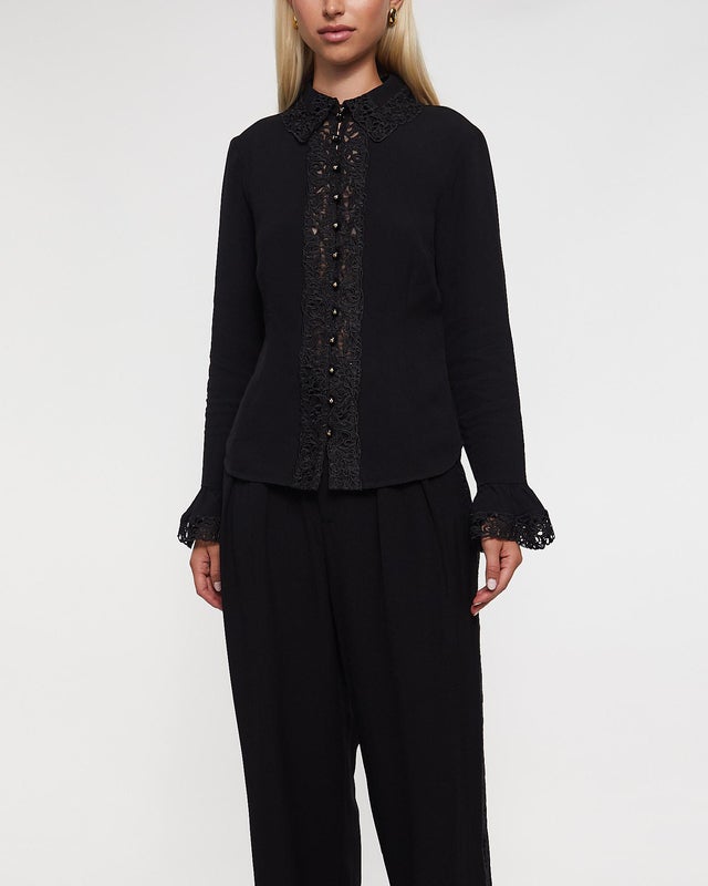 Zimmermann Shirt Lace Trim Black 1 (S-M)