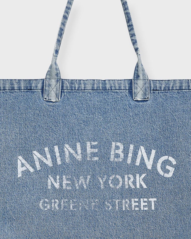 Anine Bing Bag Leo Denim Tote Blue ONESIZE