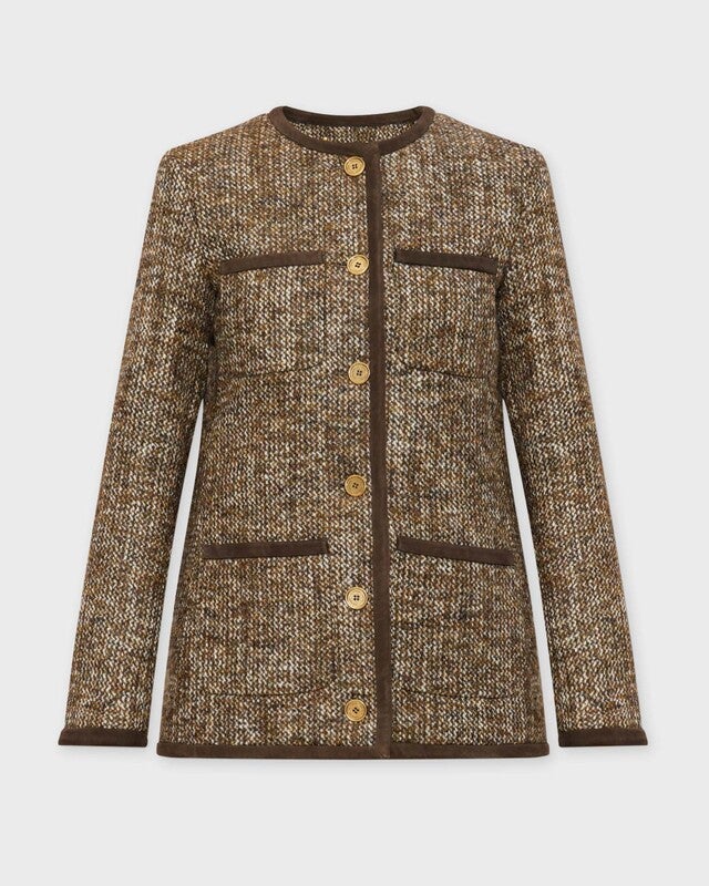 Golden Goose Deluxe Brand Jacket Journey Long Boxy Tweed Brown IT 44 (EUR 38)