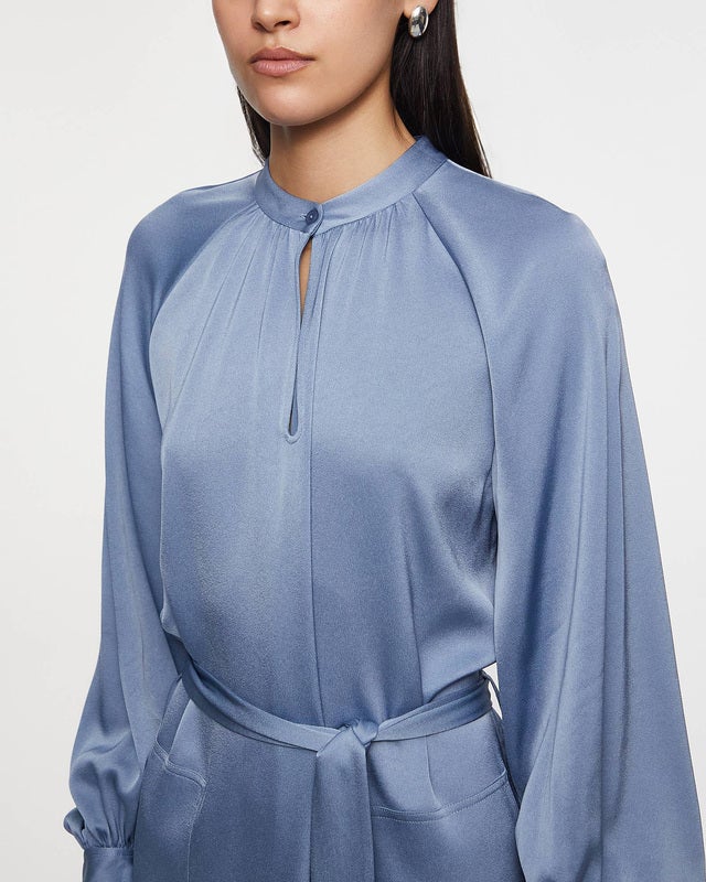 Filippa K Dress Belted Long Sleeve  Blue 42