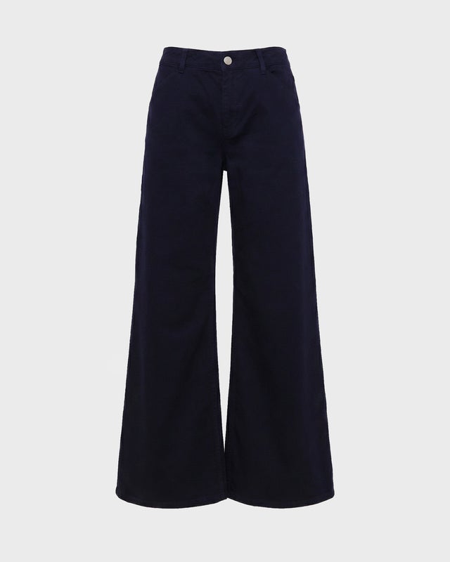 Wakakuu Icons Trousers Flared Cotton Navy S