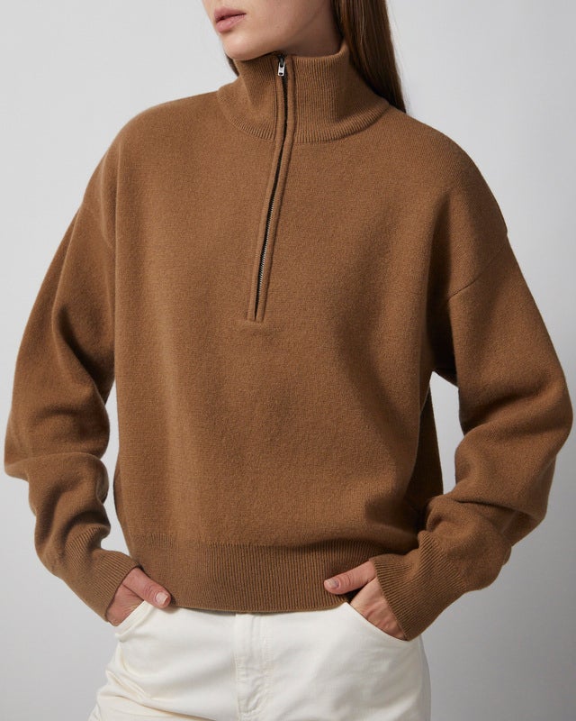 Wakakuu Icons Sweater Macy Zip Wool Camel L