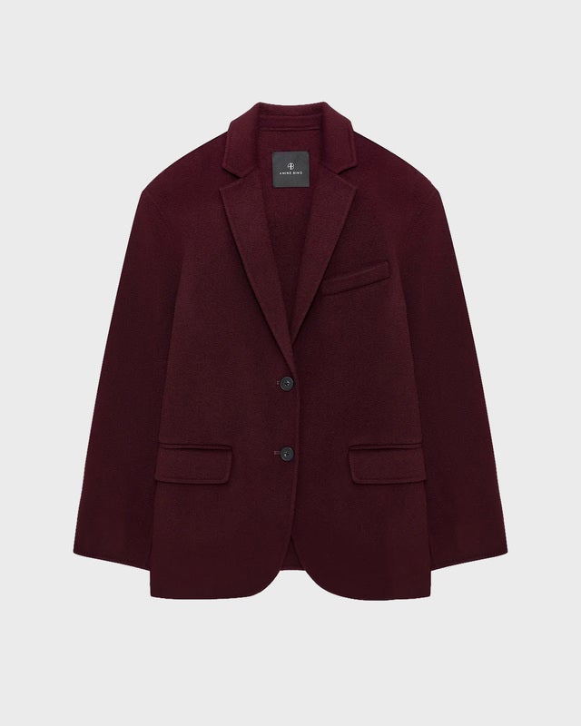 Anine Bing Blazer Quinn Cashmere Blend Burgundy 38