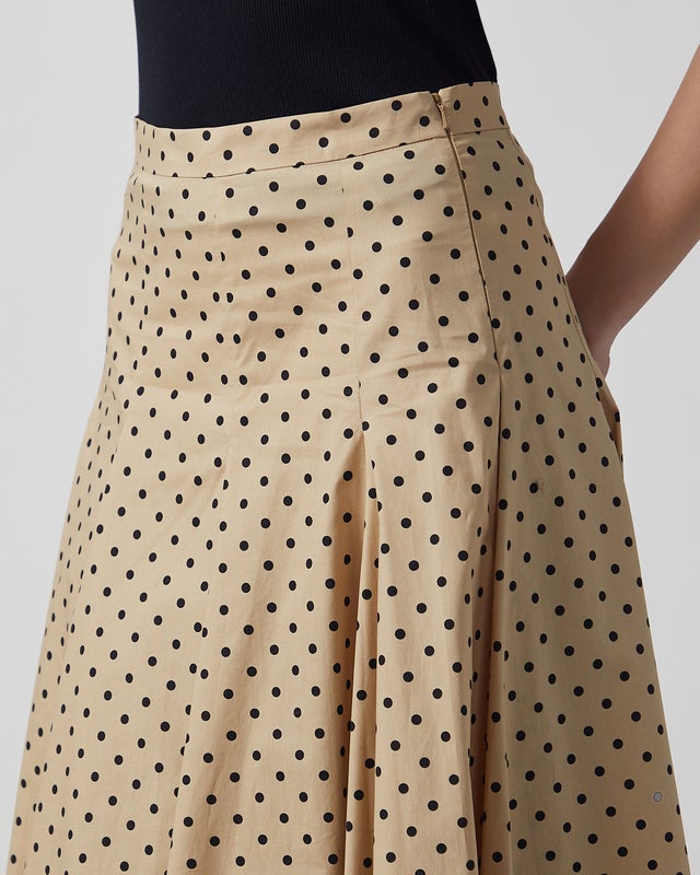 Max Mara Studio Skirt Polka Dot Midi Beige IT 48 (EUR L-XL)