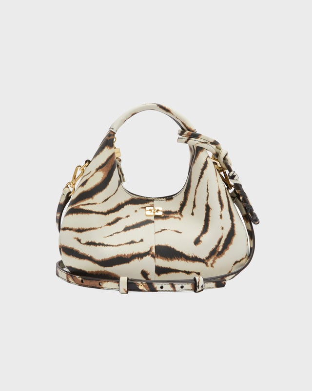 Ganni Shoulder Bag Hobo Mini Zebra Egret ONESIZE