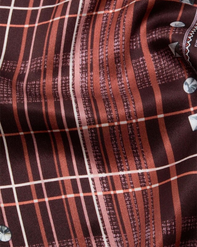 Acne Studios Scarf Bandana Checkered Silk Burgundy ONESIZE