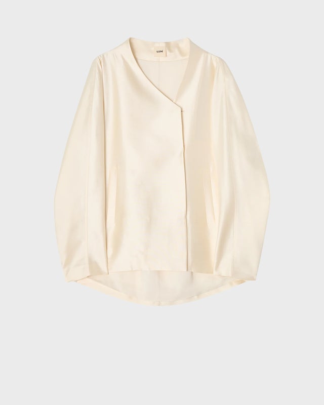 LEONÍ Jacket Lore Wool Silk Sculptural Ivory 34