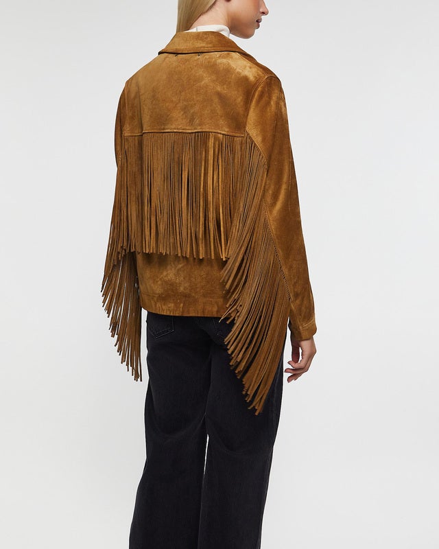 Golden Goose Deluxe Brand Jacket Journey Suede Fringes Brown IT 42 (EUR 36)