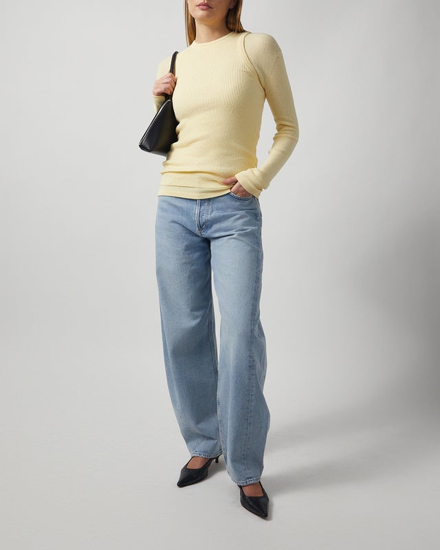 LISA YANG T-Shirt Long Sleeve Vivian Cashmere Light yellow 1 (S-M)