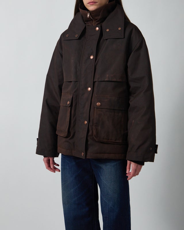 Acne Studios Jacket Waxed Canvas Blouson Dark Brown 40