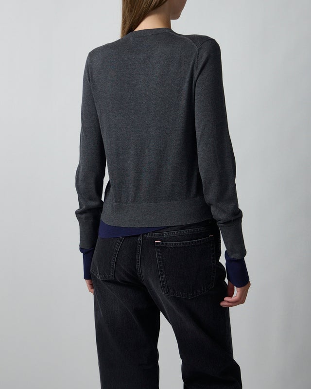 Acne Studios Cardigan Double-Layered Argyle Dark Grey M