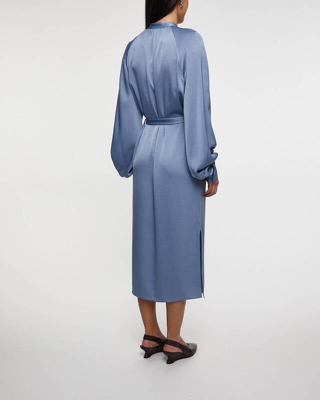 Filippa K Dress Belted Long Sleeve  Blue 42