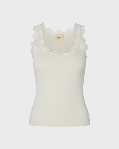 Camisole Älma Lace-trimmed Ribbed Silk Egg Shell 1