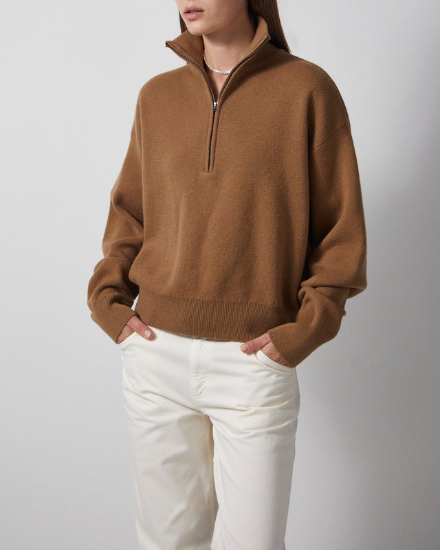 Wakakuu Icons Sweater Macy Zip Wool Camel L