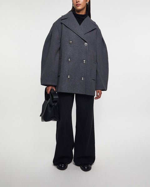 Coat Peacoat Wool Midi Grey 2