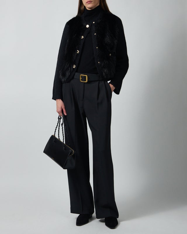 Moncler Cardigan Padded Alpaca & Wool Blend Black L