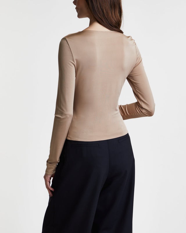 Magda Butrym Top Long Sleeve Floral Appliqué Beige FR 38 (EUR 36)