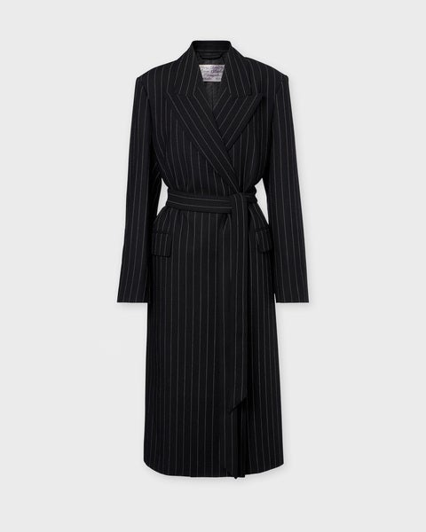 Coat Pinstripe Wool Black 1
