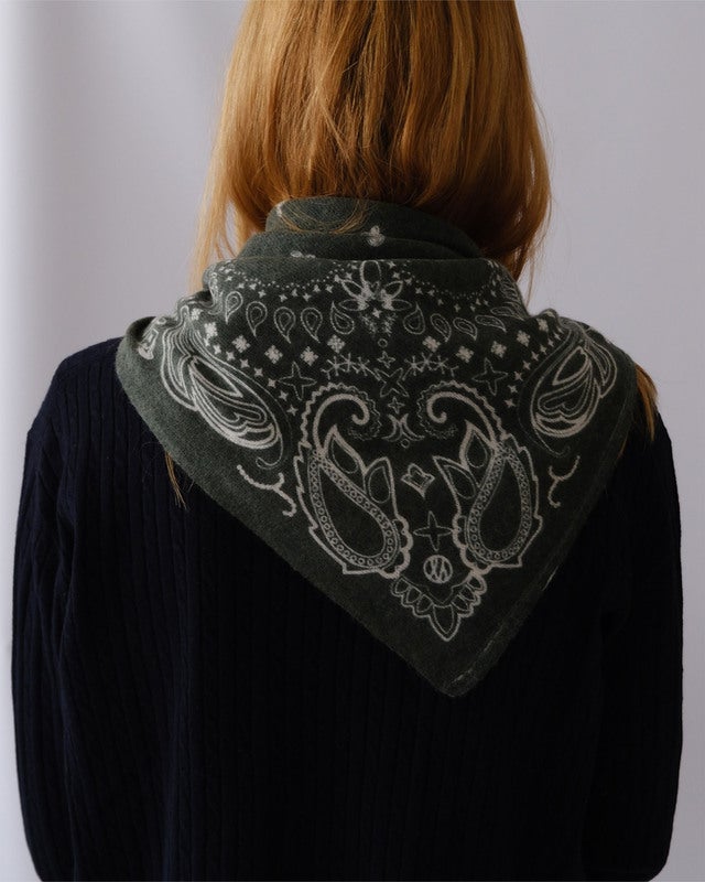 Le Scarf Scarf Cashmere Paisley Green 65x65 ONESIZE