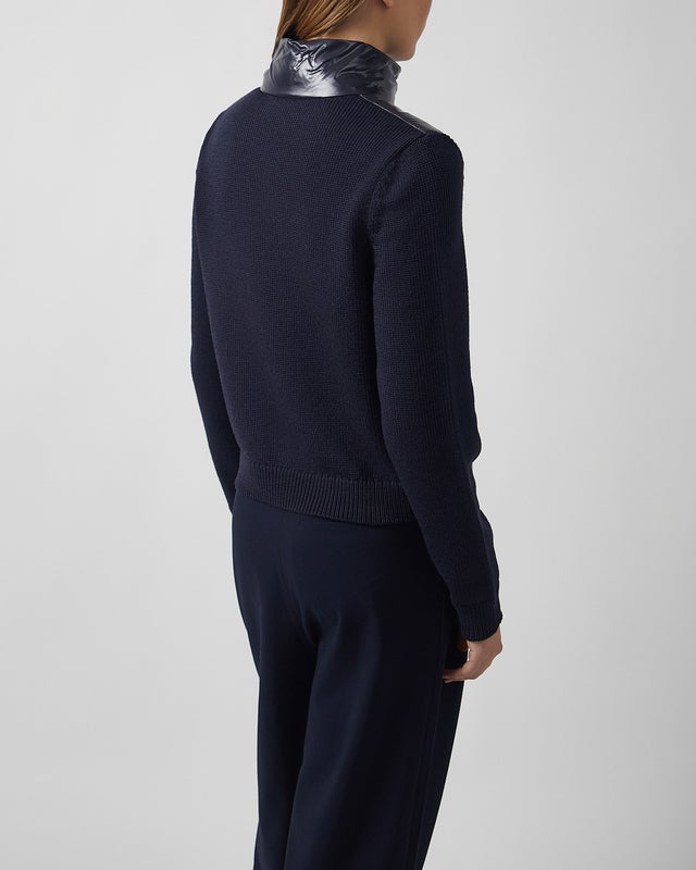 Moncler Cardigan Padded Zip-Up Wool Pocket Navy S