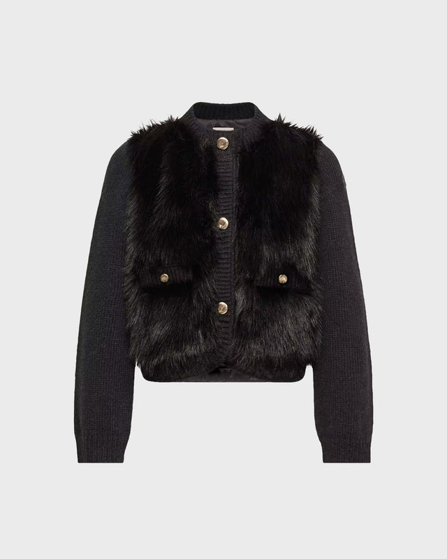 Moncler Cardigan Padded Alpaca & Wool Blend Black L