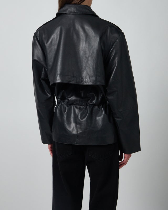 ROTATE  Leather Jacket Peplum Black 34