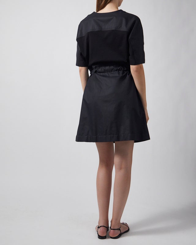 Moncler Dress Belted Cotton Mini Black S