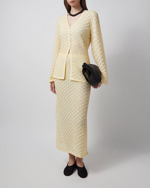 Cardigan Ayla Pointelle Knitted Light Yellow 2