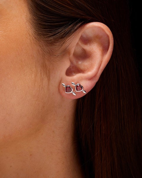 Pierced Heart Ear Stud Silver ONESIZE 2