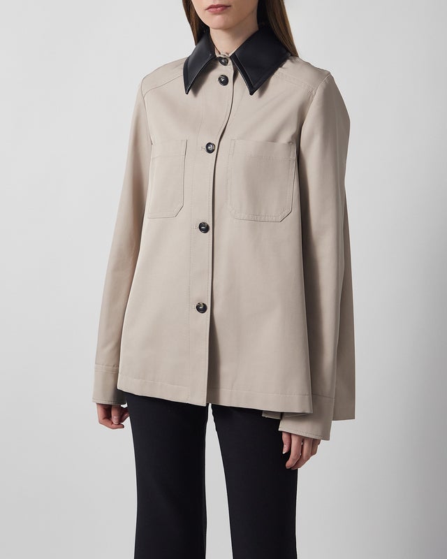 Sportmax Jacket Pleated Overshirt Beige IT 40 (EUR S-M)