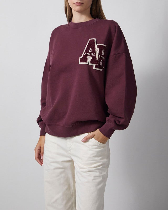 Anine Bing Sweatshirt Miles Letterman Burgundy S