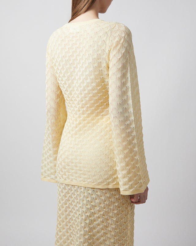 Malina Cardigan Ayla Pointelle Knitted Light Yellow XXS
