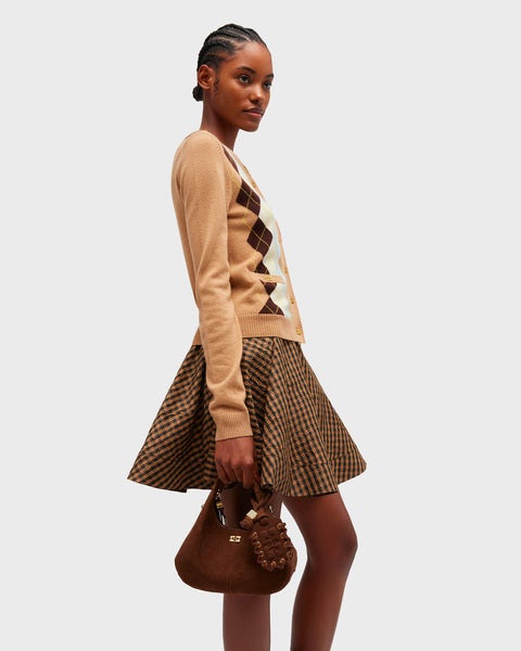 Bag Hobo Mini Recycled Suede Pelinova Brown ONESIZE 2