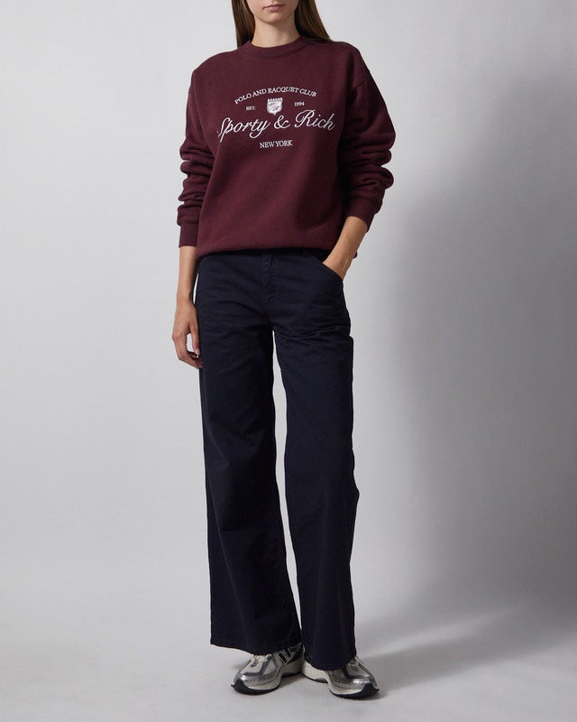 Sporty & Rich Crewneck Syracuse Embroidered Bordeaux L