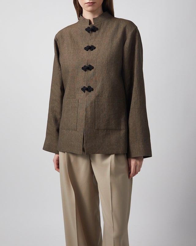 RÓHE Jacket Pankou Closure Linen Brown 34