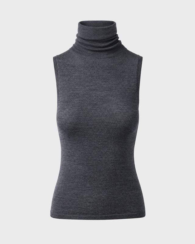 Wakakuu Icons Top Sleevless Merino Turtleneck Dark Grey XL