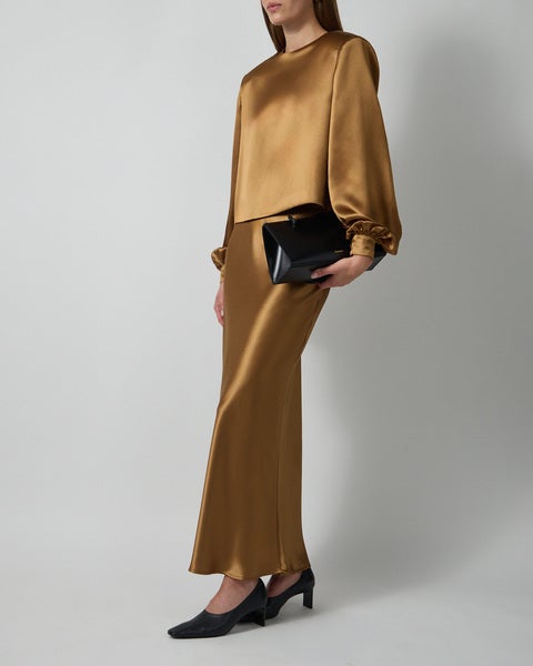 Skirt Cielo Long Satin Ochra 2