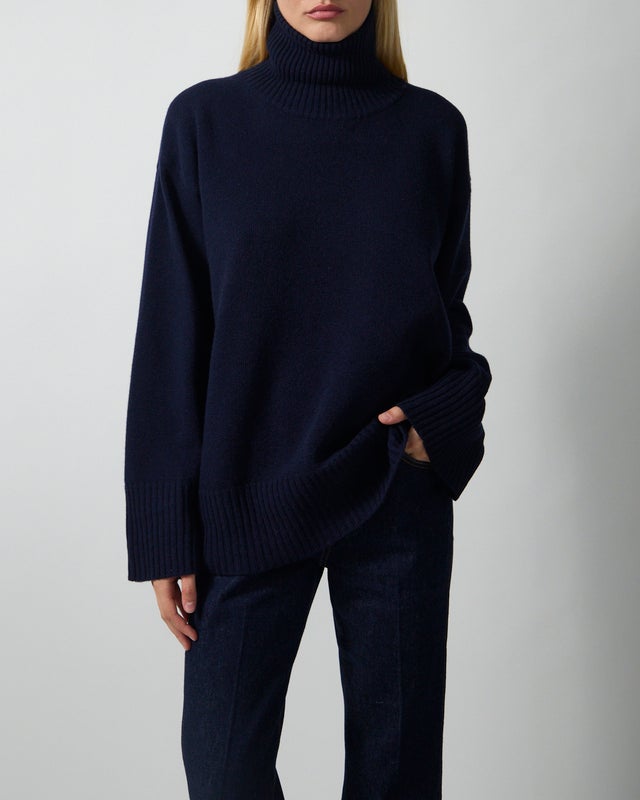 Dagmar Sweater Soft Wool Turtleneck Navy XS