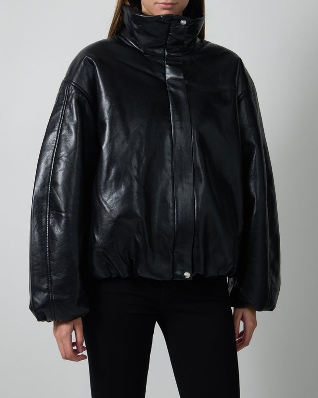 Anine Bing CYRUS JACKET - BLACK RECYCLED LEATHER XS