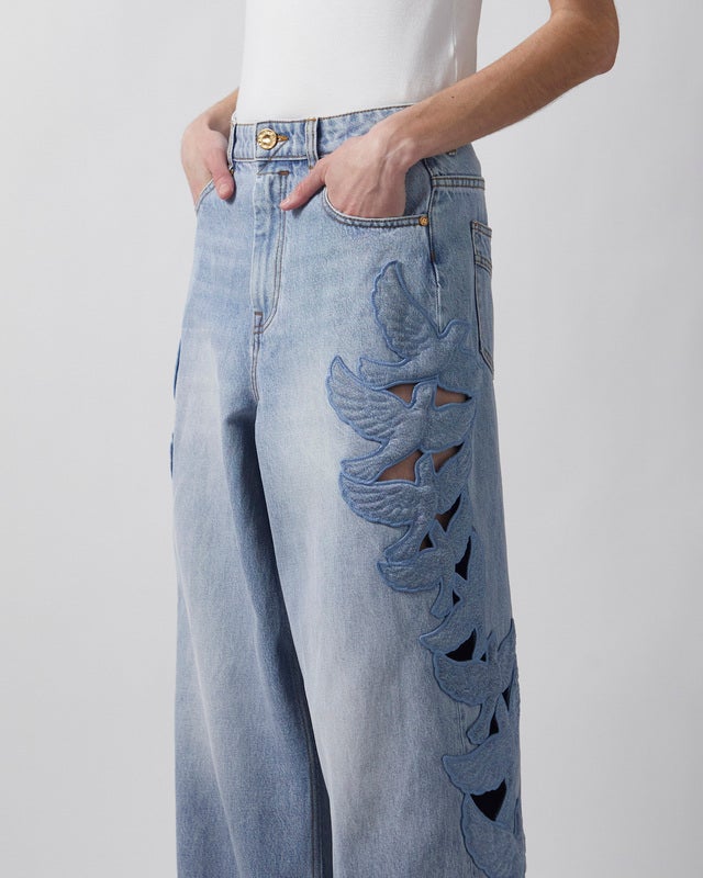 Zimmermann Jeans Alchemy Applique Relaxed Flare Blue/green 26