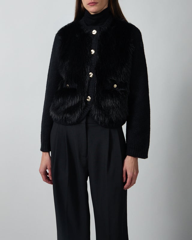 Moncler Cardigan Padded Alpaca & Wool Blend Black L