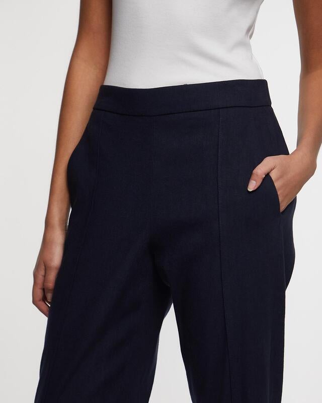 Vince Byxor Linen-Blend Tapered Pull-On Blå L