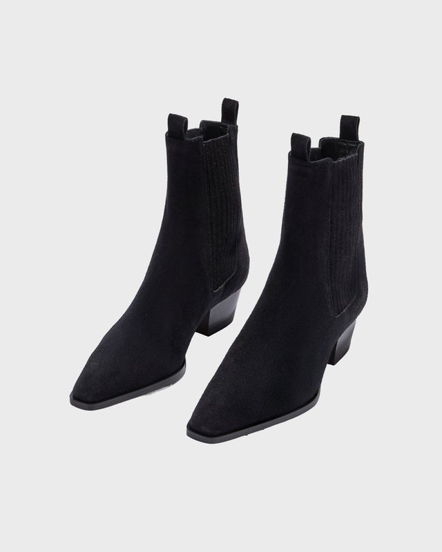 Aeyde Ankle Boots Agata Cow Suede Leather Black EUR 38