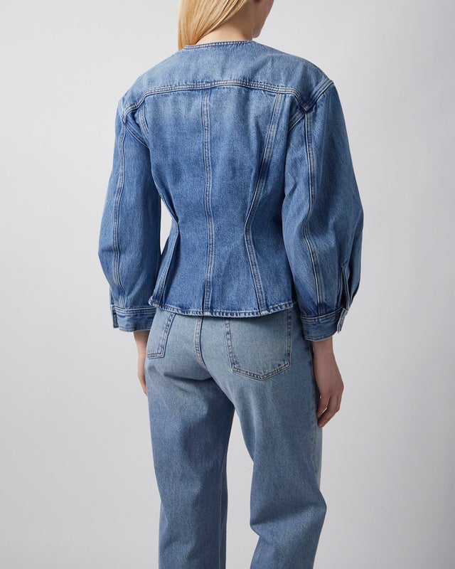 Frame Jacket The Nipped Collarless  Light blue wash S