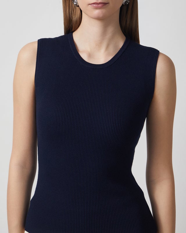 Andiata Top Griet Rib-Knit Navy S