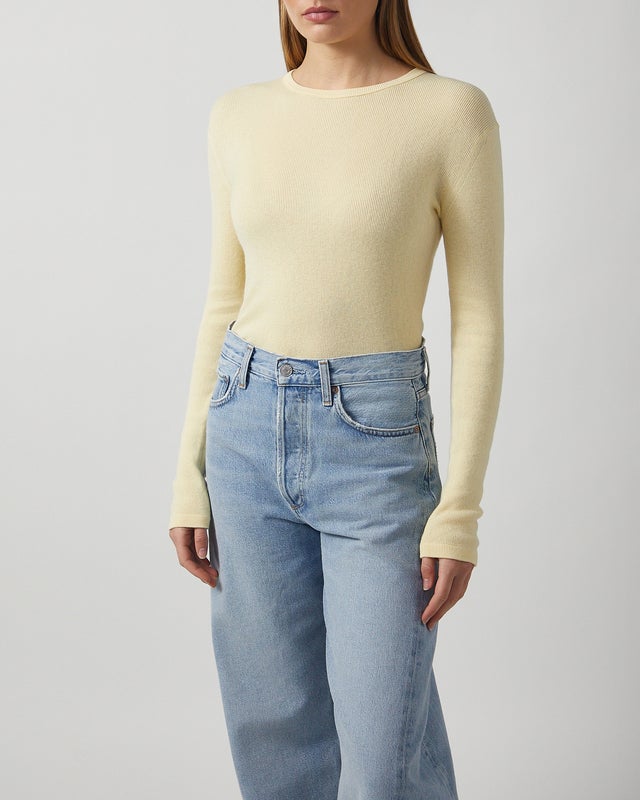 LISA YANG T-Shirt Long Sleeve Vivian Cashmere Light yellow 1 (S-M)