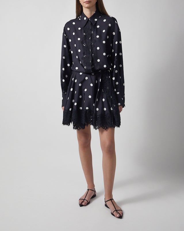 Sportmax Dress Lace-Detail Polka Dot Mini Black IT 44 (EUR M-L)