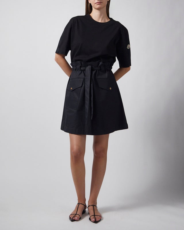 Moncler Dress Belted Cotton Mini Black S